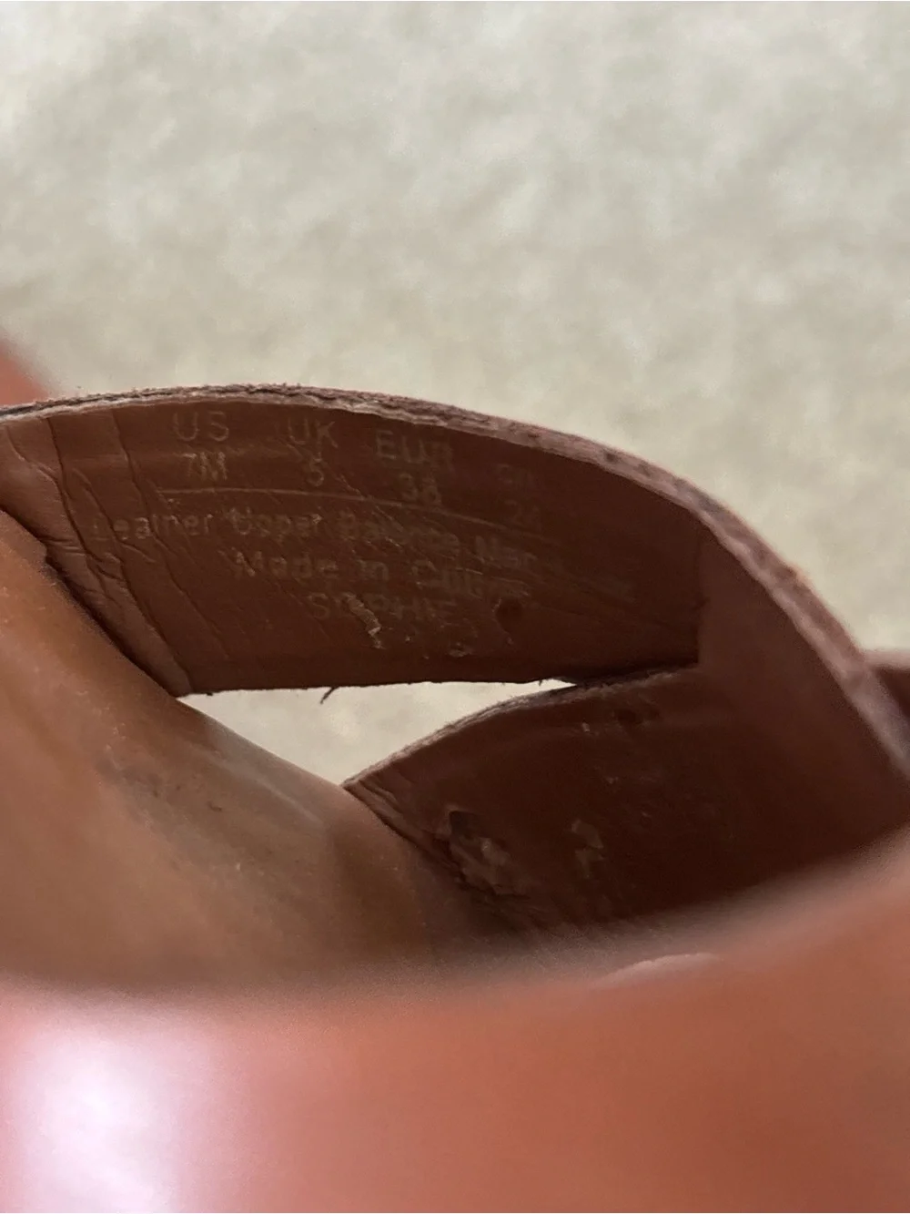 Franco Sarto Cognac Brown Leather Crisscross Wedge Sandals